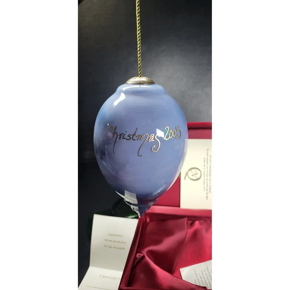 Ne'Qwa Art Reverse Hand Painted Eagle Dreamer Native Americ Blown Glass Ornament